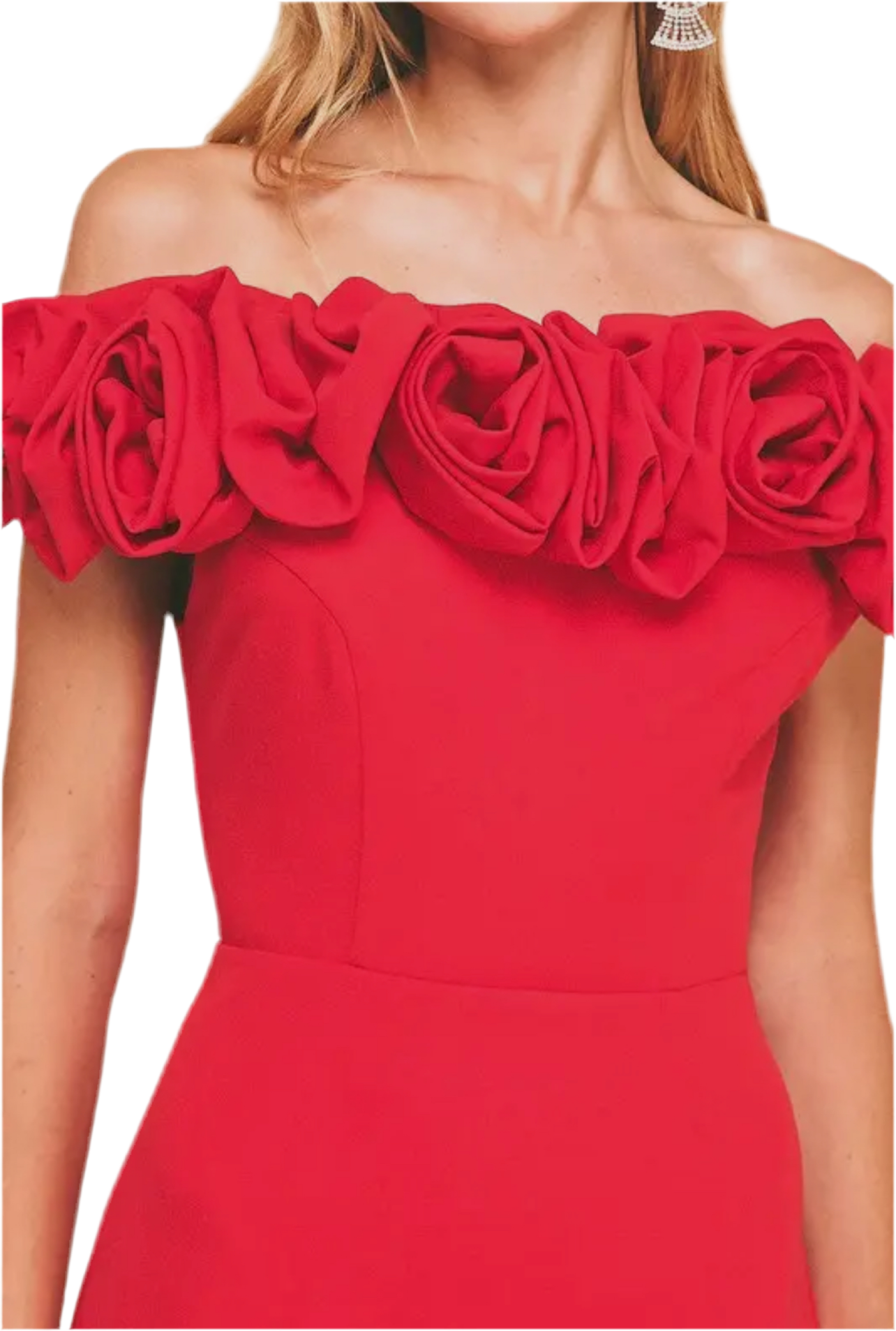 Navy Rosetti detail neckline max dress