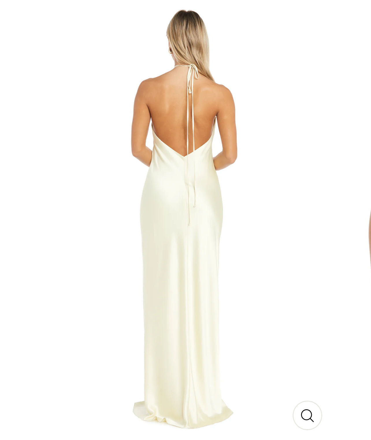 Cream color Lucia High Neck Satin Gown