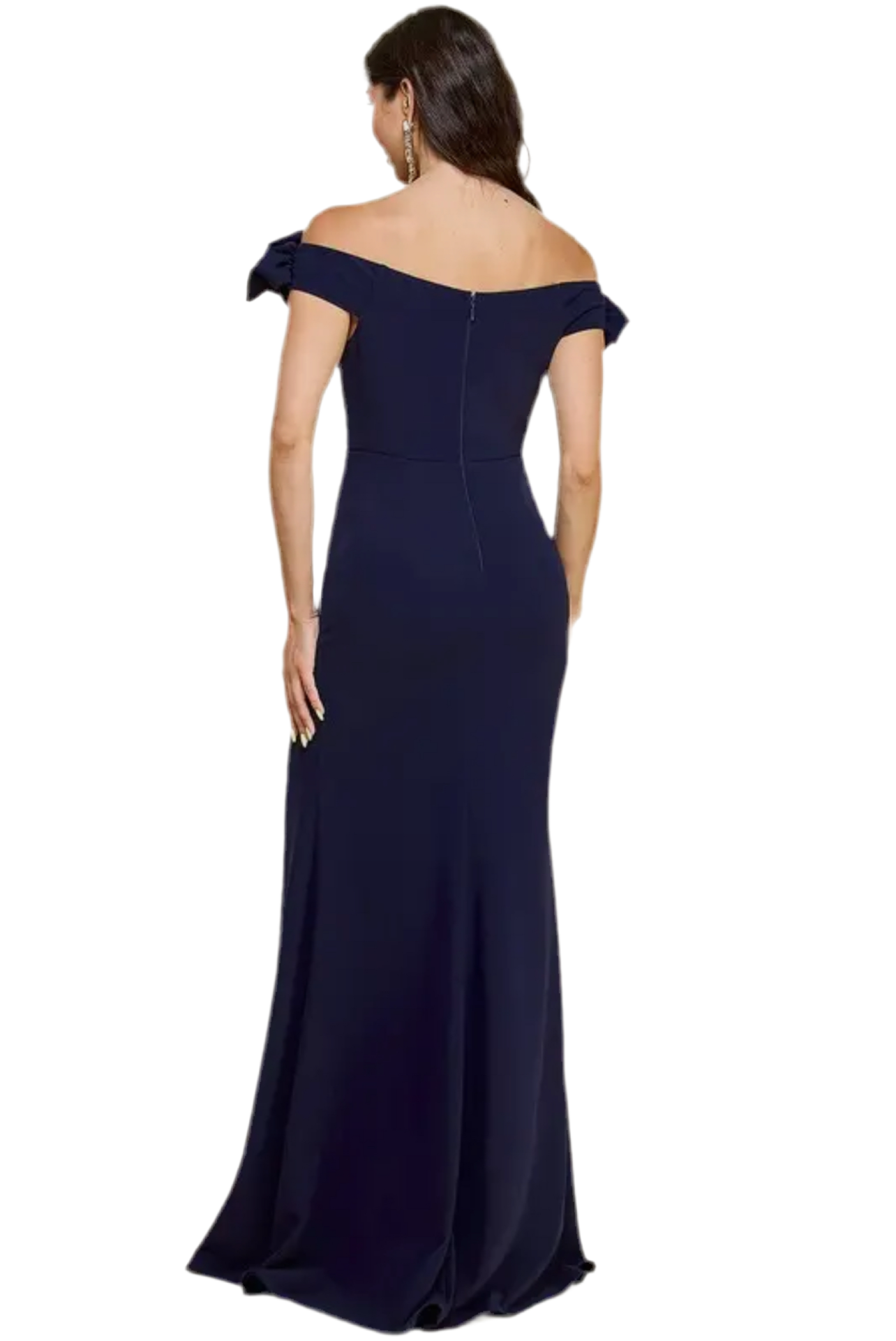Navy Rosette detail neckline max dress