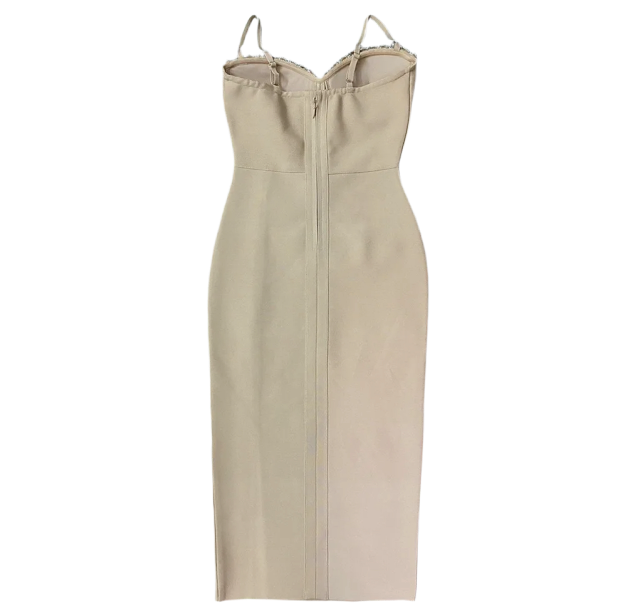 Diamonds studded sling Bandage Midi white dress