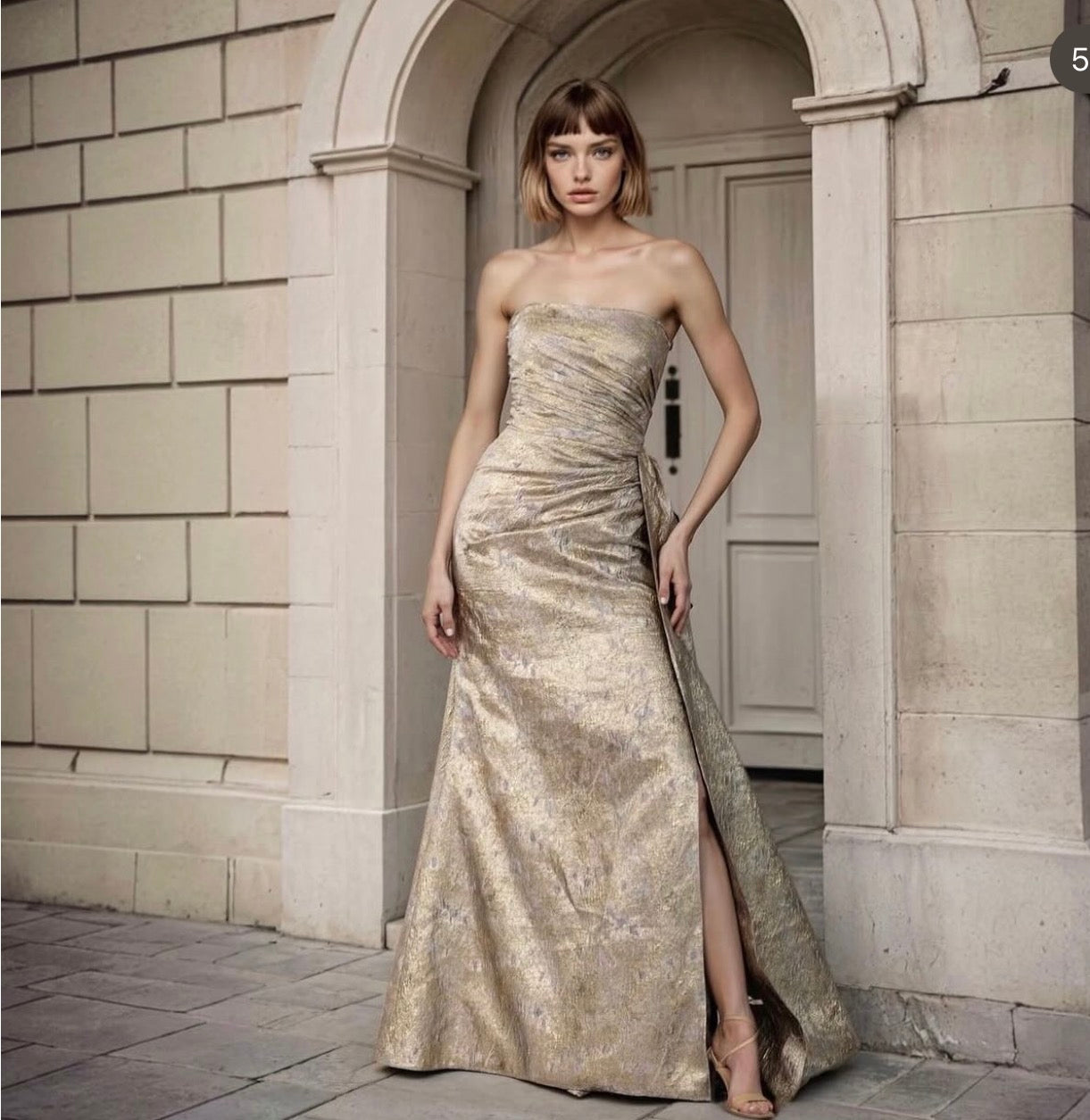 Viral Gold metallic infinity scarf gown