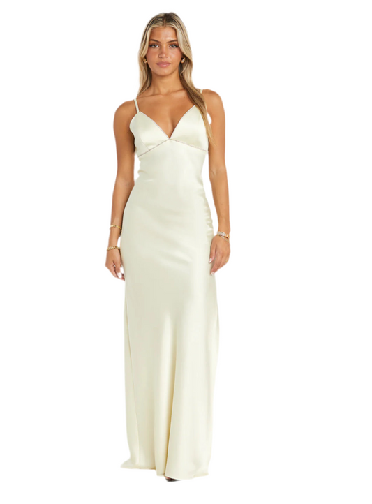 Cream Nicolette Long Dress