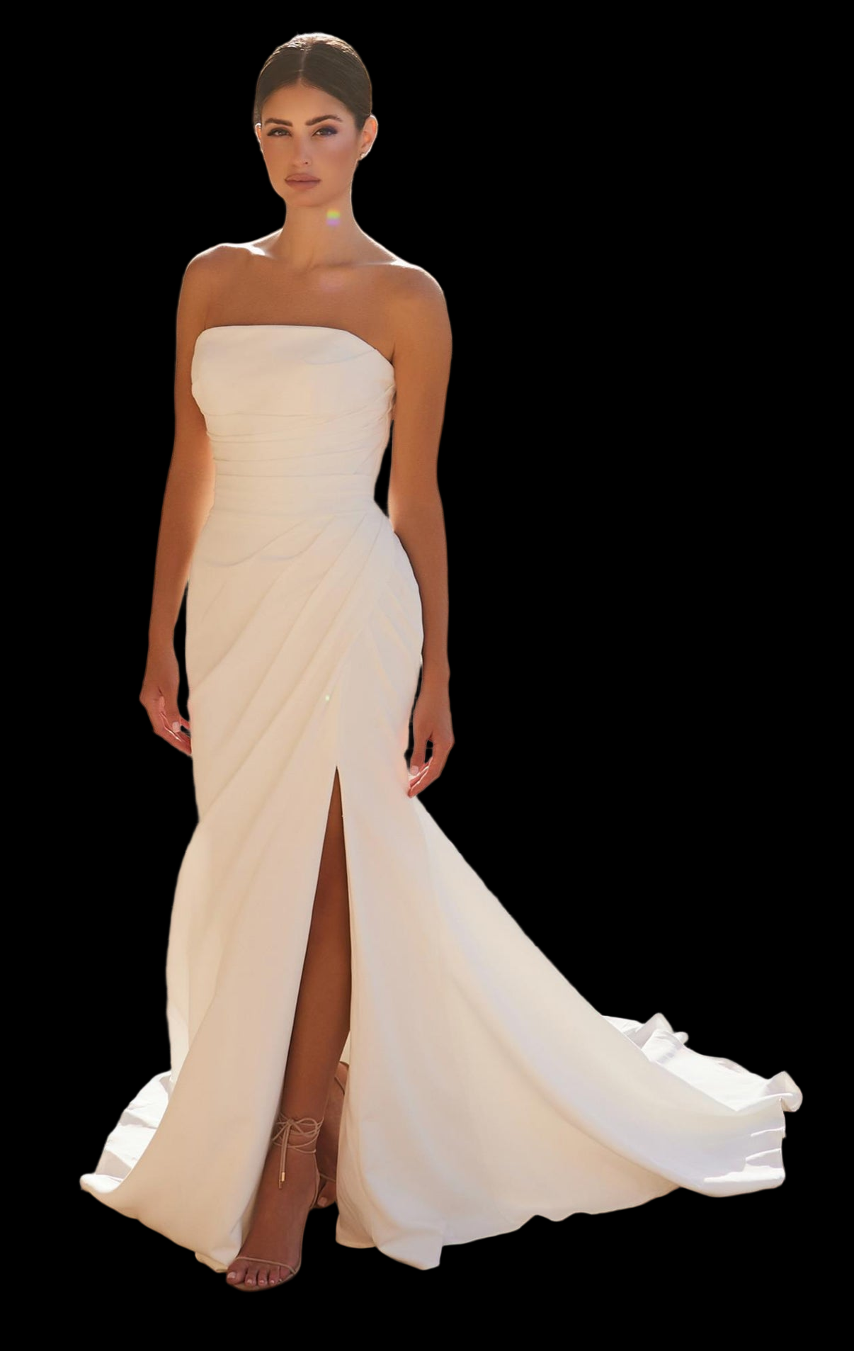 Strapless Straight Neckline Lace Up Wedding Dress