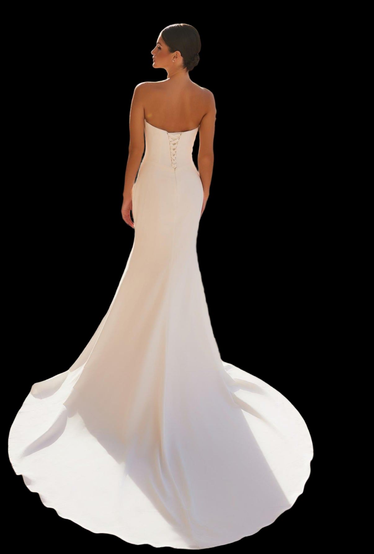 Strapless Straight Neckline Lace Up Wedding Dress