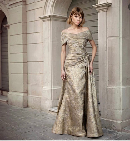 Viral Gold metallic infinity scarf gown