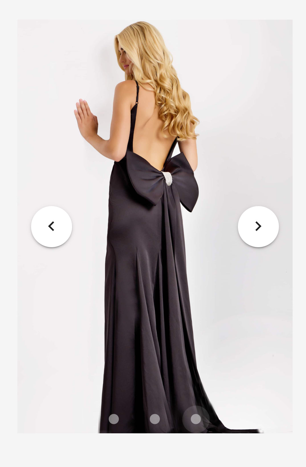 Jovani Satin Plunging V-Neck Gown with Oversized Back Bow