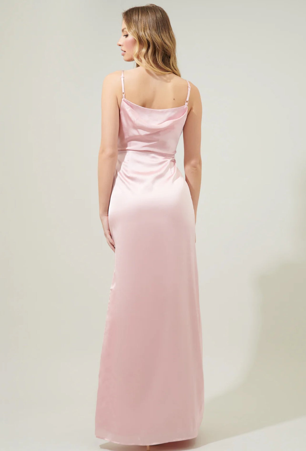 Light Pink Charisma cowl necklace satin Long Dress