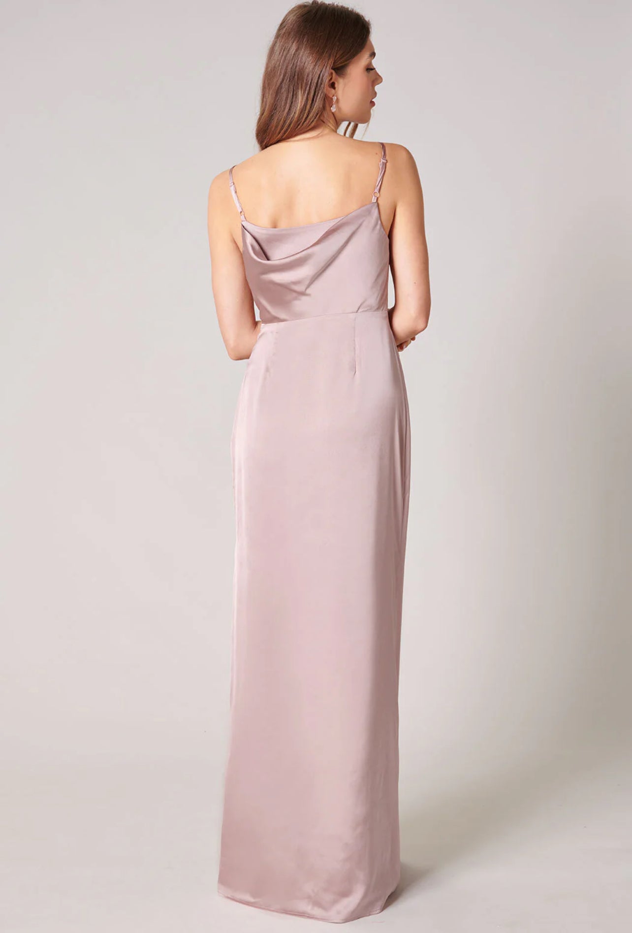 Mauve Charisma cowl necklace satin Long Dress