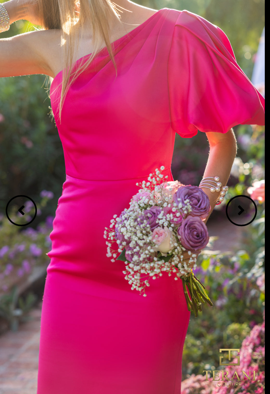 Assymetric Hot Pink Sheath Satin Dress – J2511