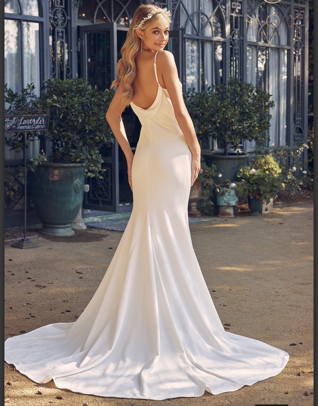 Cowl Neckline Mermaid Gown with Spaghetti Straps