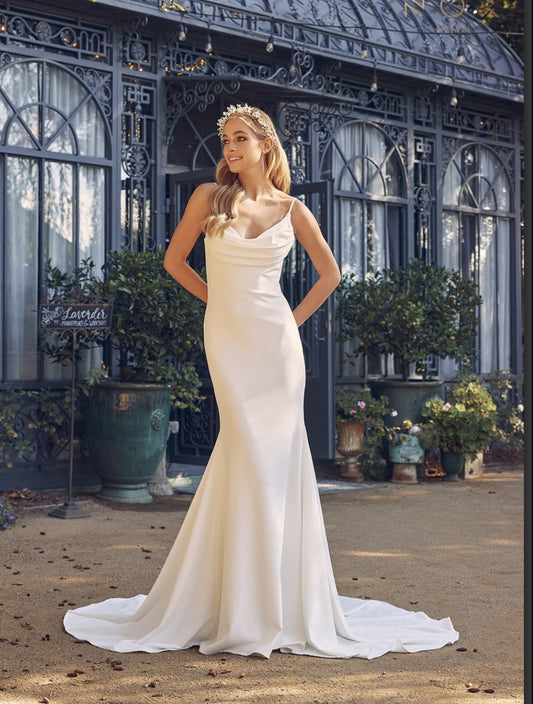 Cowl Neckline Mermaid Gown with Spaghetti Straps